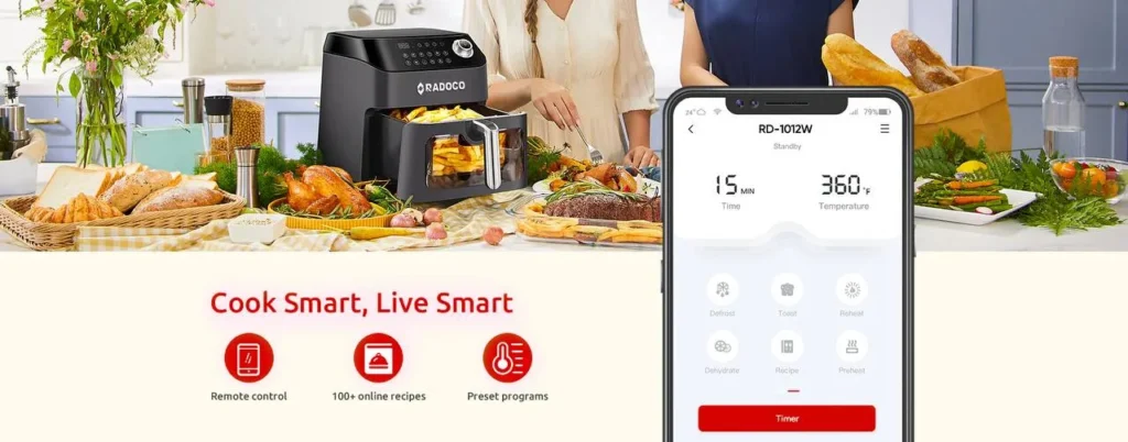Radoco's Smart Air Fryer Oven - 7.3L capacity and 1800W, a kitchen essential
