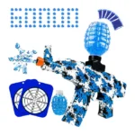 A blue gel ball launcher kit against a white background.