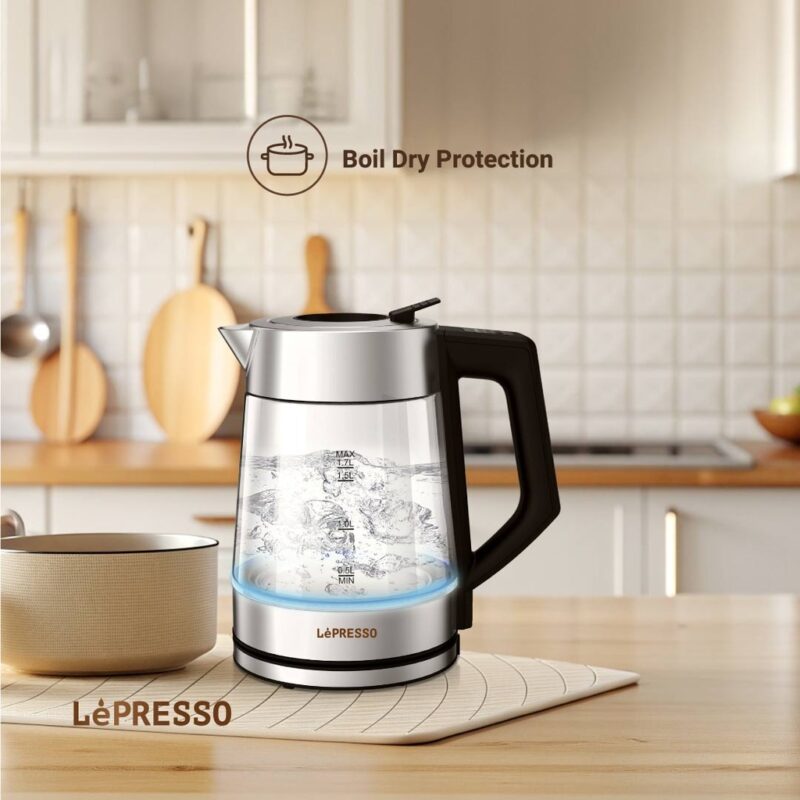 LePresso Multi-Temperature Illuminated Glass Kettle - Black - Image 4