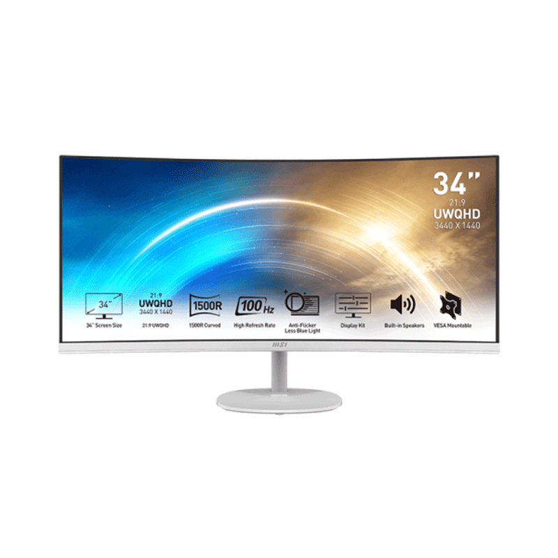 buytronics-Msi PRO MP341CQW 34″ 100Hz 1ms VA Curved Gaming Monitor – White